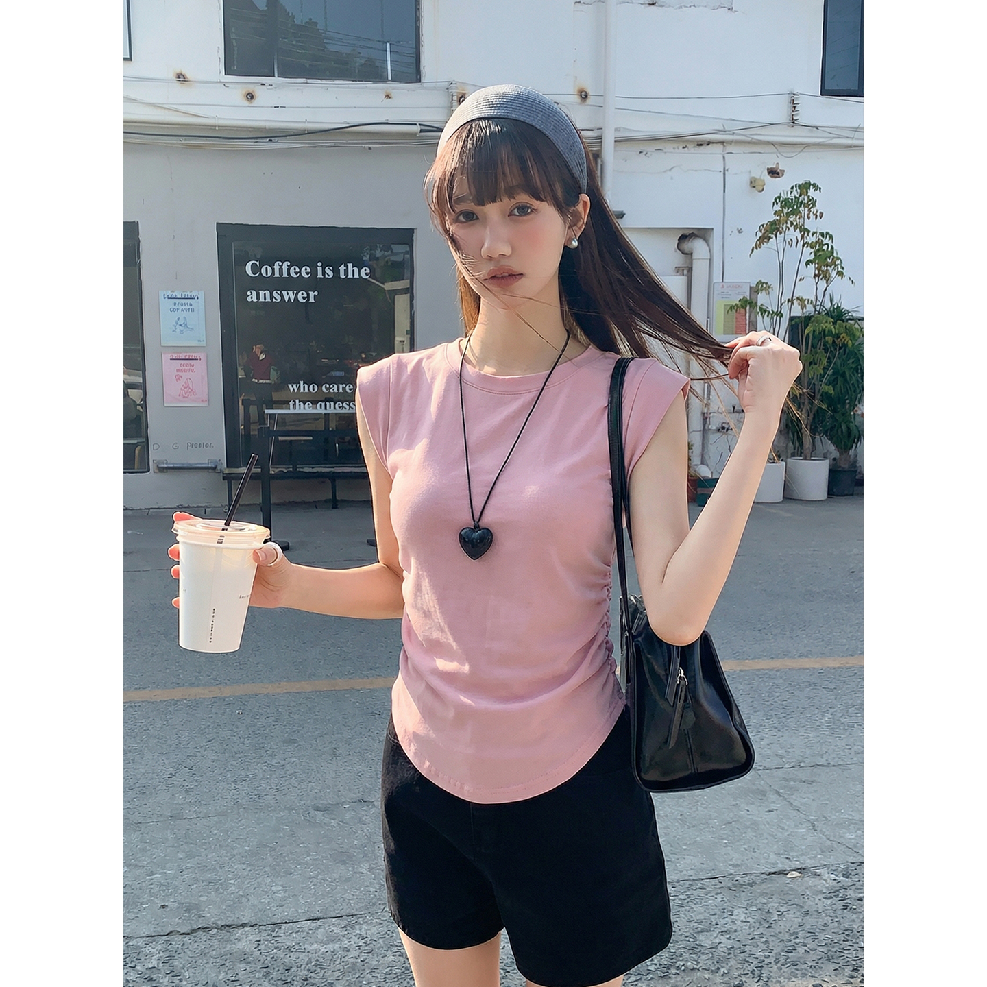 實價實拍#美式純棉正肩無袖t恤女短袖夏季設計感坎肩小飛袖上衣