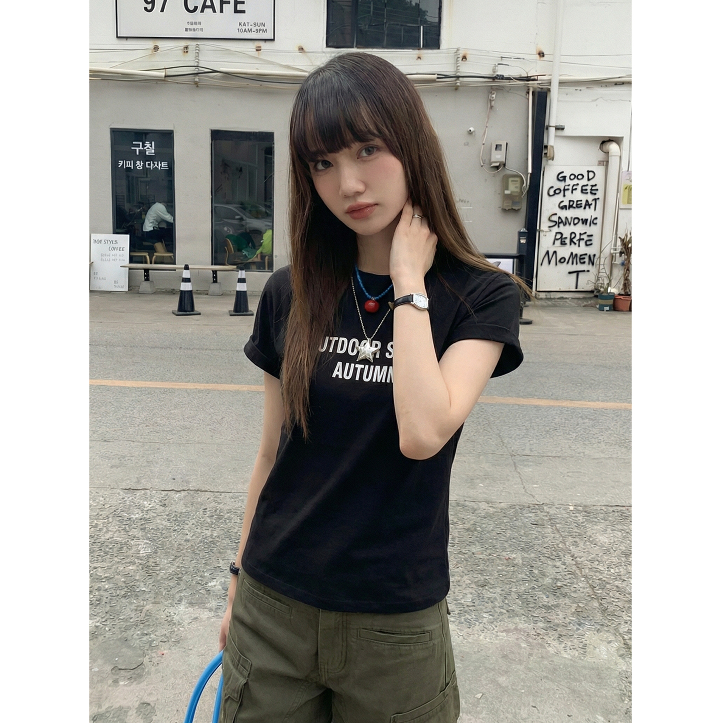 實拍實價#字母短袖女小眾新款2026新款寬松無袖坎肩上衣體恤