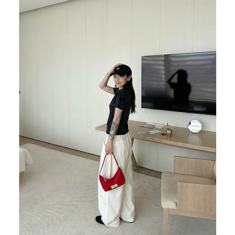 AI蝴蝶結鑲鉆純棉正肩短袖t恤女2026年夏季洋氣別致上衣修身顯瘦