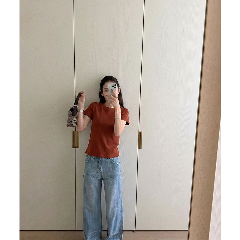 AI實價圓領正肩短袖t恤女2026新款寬松純棉內搭打底衫半袖上衣