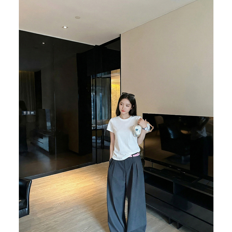 AI實價圓領正肩短袖t恤女2026新款寬松純棉內搭打底衫半袖上衣
