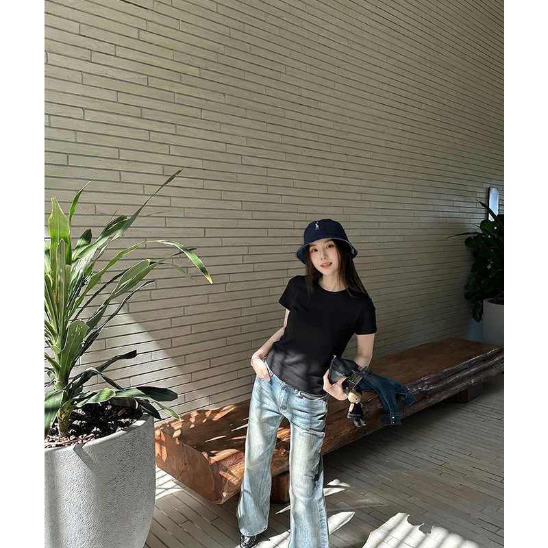 AI實價圓領正肩短袖t恤女2026新款寬松純棉內搭打底衫半袖上衣