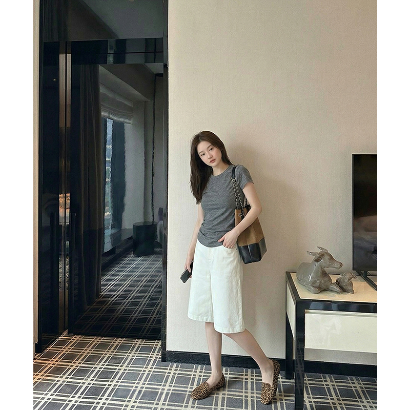 AI實價圓領正肩短袖t恤女2026夏新款基礎款修身顯瘦純色上衣潮