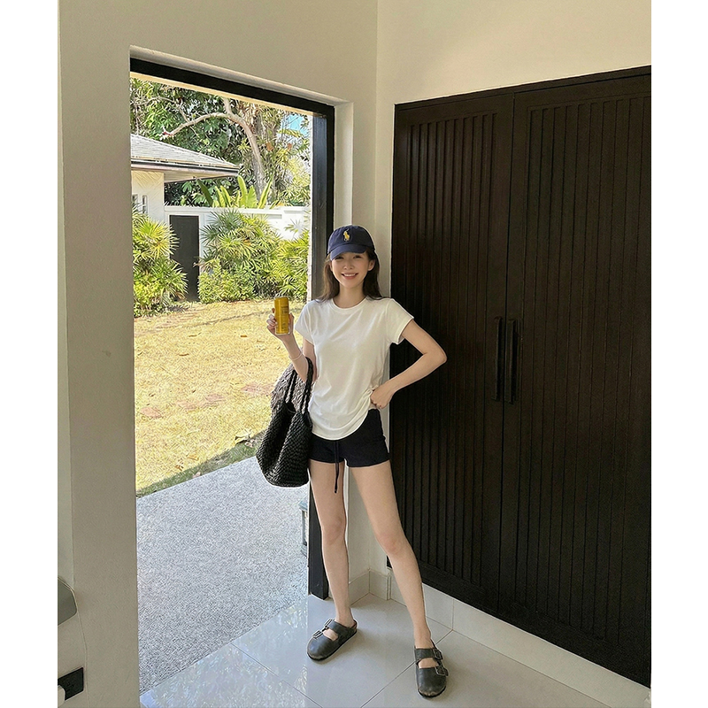 AI實價圓領正肩短袖t恤女2026夏新款基礎款修身顯瘦純色上衣潮