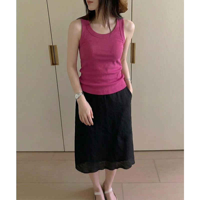 AI實價#黑色打底吊帶背心女百搭基礎款無袖純欲短款上衣夏