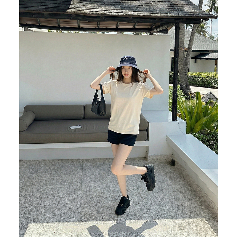 AI實價#t恤女修身短款夏季設計感小眾撞色字母印花半袖上衣