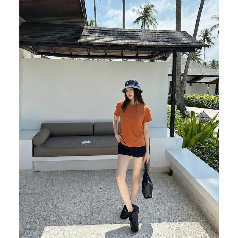 AI實價#簡約氣質純棉短袖t恤女2026夏新款純色圓領穿搭顯瘦上衣
