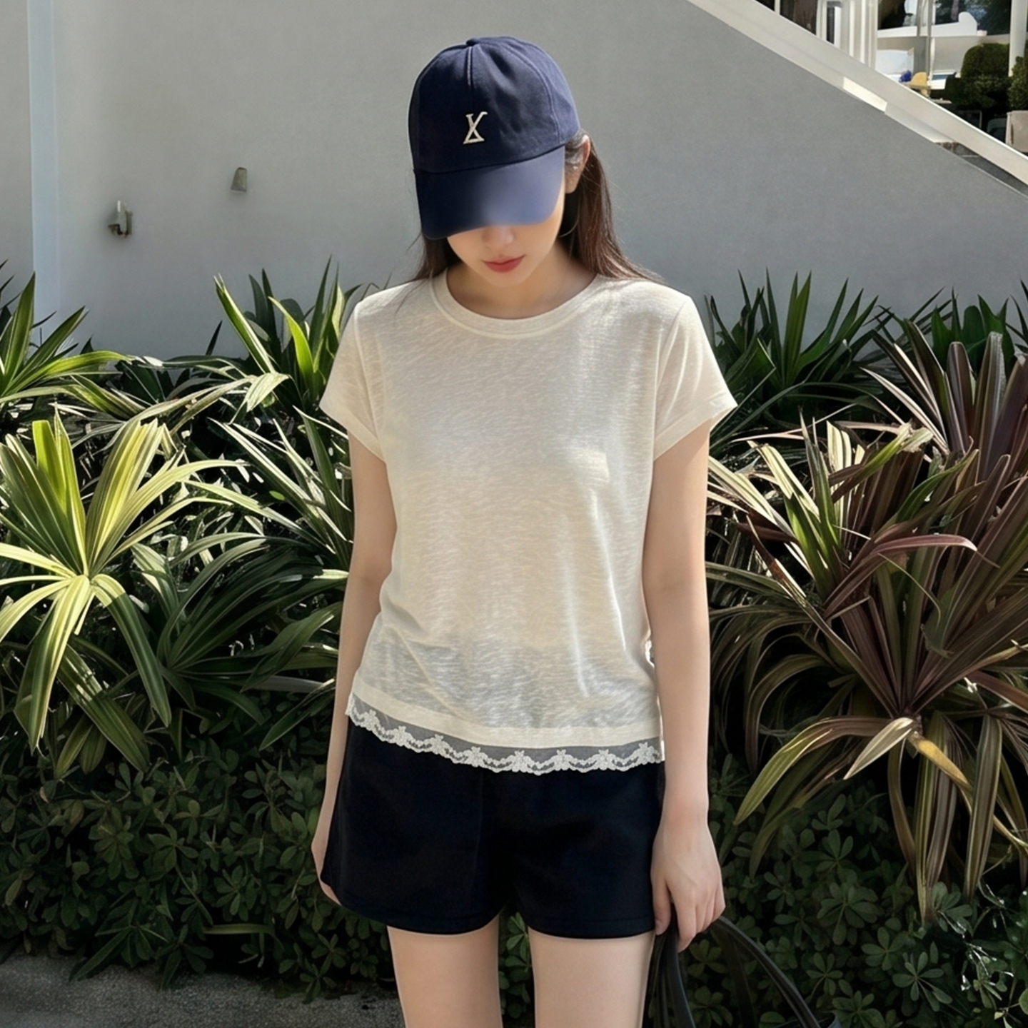 AI實價#蕾絲花邊短袖t恤女春2026新款設計感小眾寬松薄款上衣