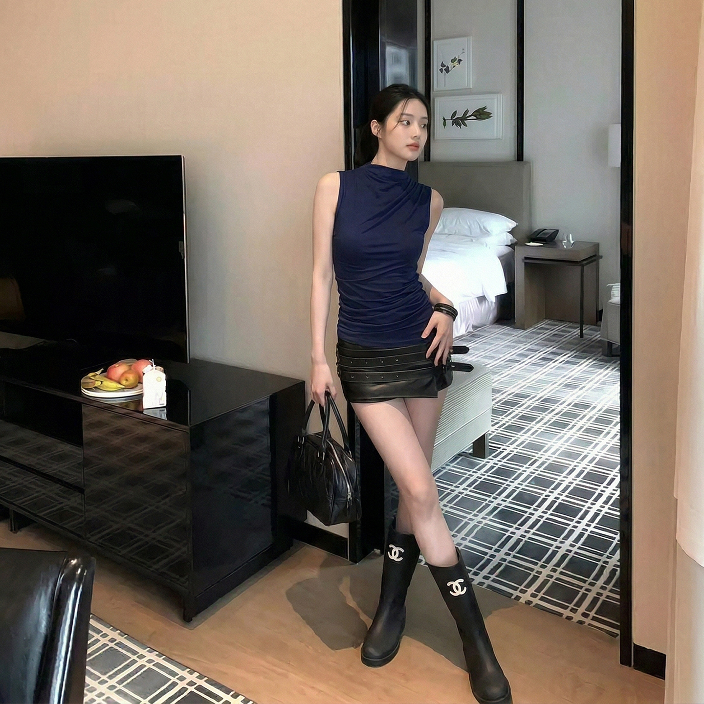 AI實價#白色半高領莫代爾無袖t恤女2026新款夏季高級感修身顯瘦