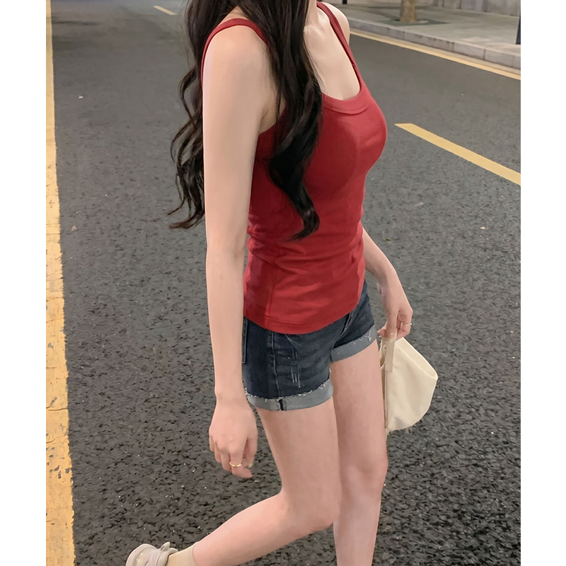 實拍實價#美式辣妹吊帶背心女夏季2026年新款帶胸墊文胸一體短款
