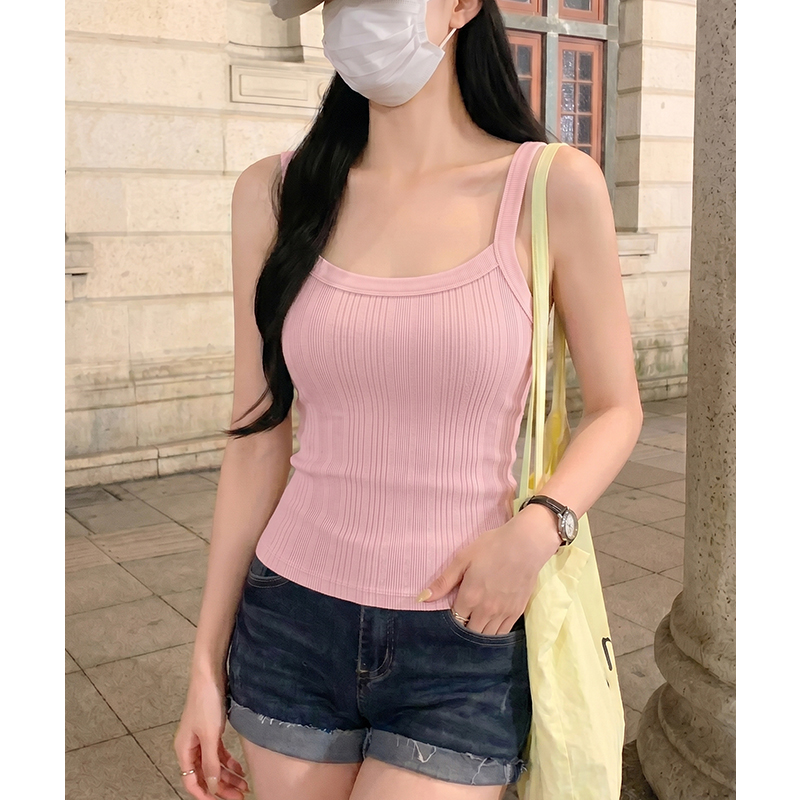 實拍實價#美式辣妹吊帶背心女夏季2026年新款帶胸墊文胸一體短款