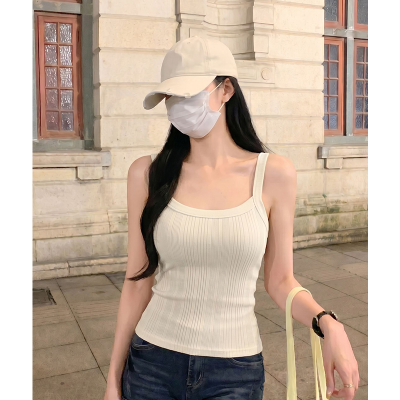 實拍實價#美式辣妹吊帶背心女夏季2026年新款帶胸墊文胸一體短款