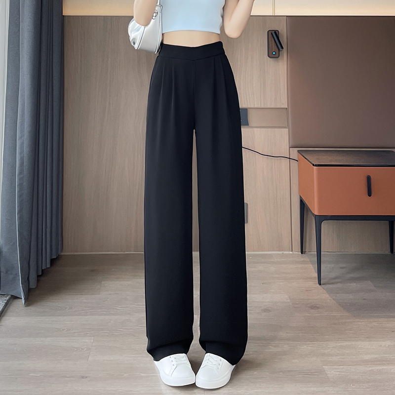 實拍 2026新款闊腿褲女春夏褲子黑色垂感直筒褲寬松休閑褲女褲