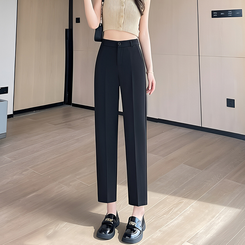 直筒黑色西裝褲女職業夏季新品2026年新款通勤小個子九分煙管褲
