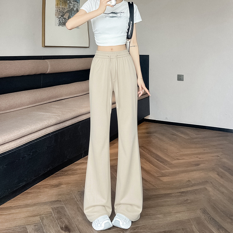 冰絲黑色微喇褲女夏薄款2026新款不貼腿面膜褲高腰顯瘦瑜伽喇叭褲