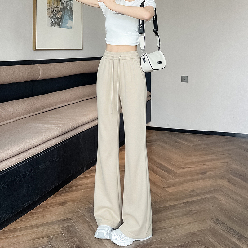 冰絲黑色微喇褲女夏薄款2026新款不貼腿面膜褲高腰顯瘦瑜伽喇叭褲