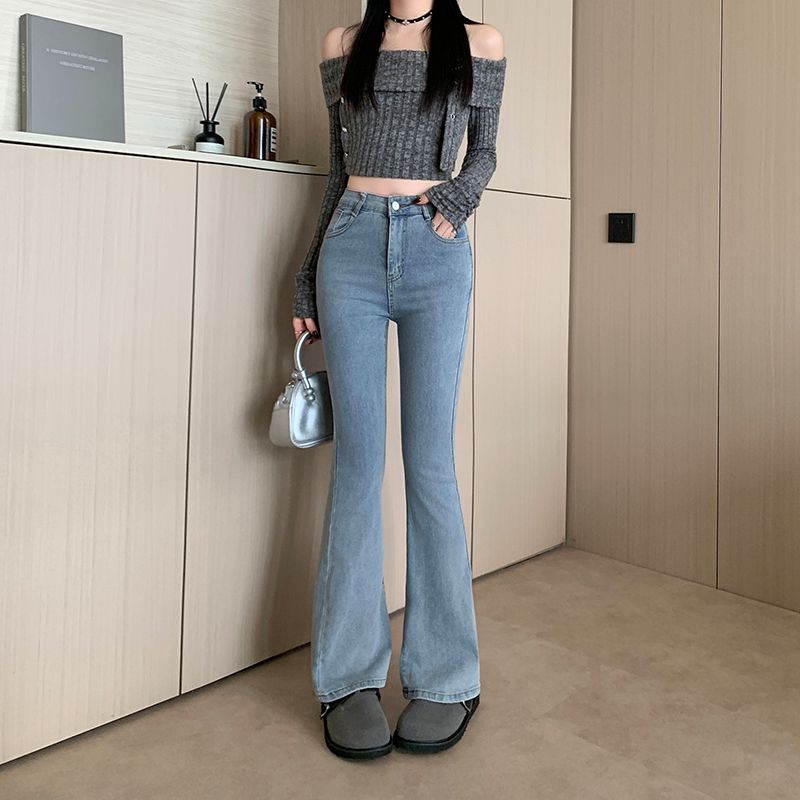 MY70221# 微喇牛仔裤女新款显瘦爆款马蹄高腰喇叭裤子女裝貨源服裝批發