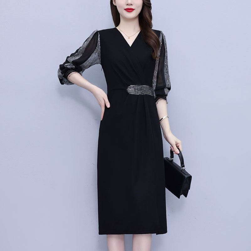 MY13492# 轻奢高级感长袖连衣裙新款贵夫人时尚气质年轻妈妈裙子女裝貨...