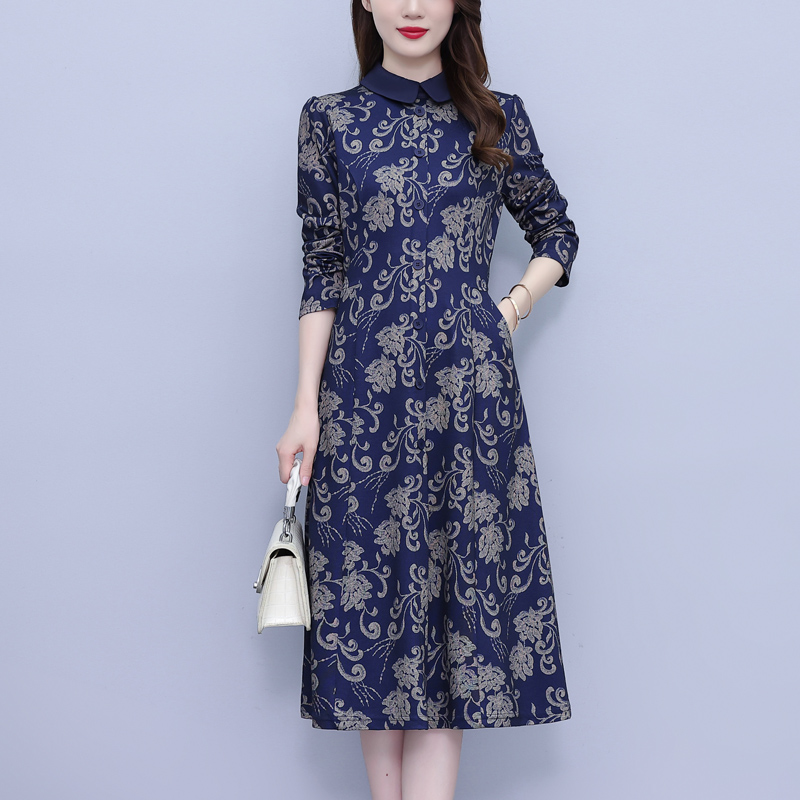 MY17701# 改良旗袍连衣裙新款十三行爆款高贵洋气质妈妈长袖裙子女裝貨...