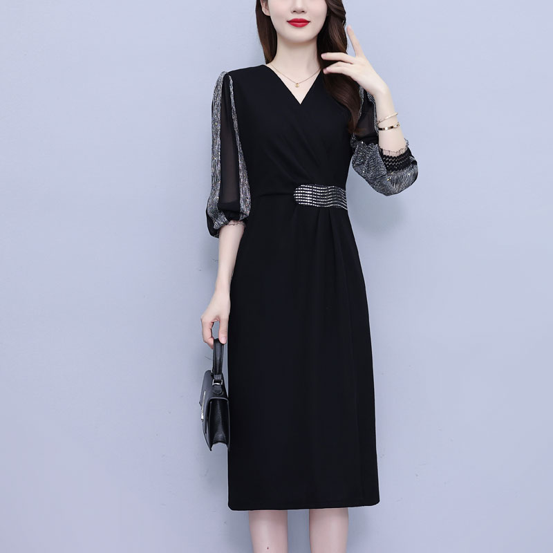 MY17698# 轻奢高级感长袖连衣裙新款贵夫人时尚气质年轻妈妈裙子女裝貨...