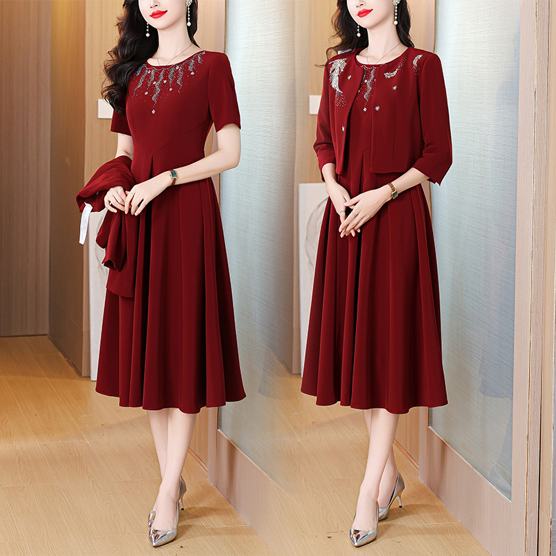 MY15162# 婚礼妈妈礼服裙喜婆婆婚宴装结婚喜服女裝貨源服裝批發