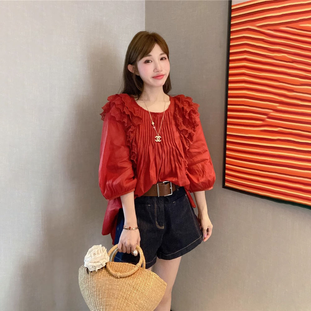 深藍牛仔短褲女2026夏季新款高腰遮肉韓版寬松顯瘦網紅帶腰帶熱褲