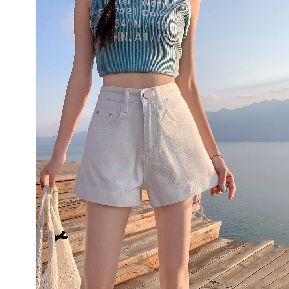 高腰白色牛仔短褲女2026夏季新款小個子百搭寬松顯瘦設計熱褲褲子