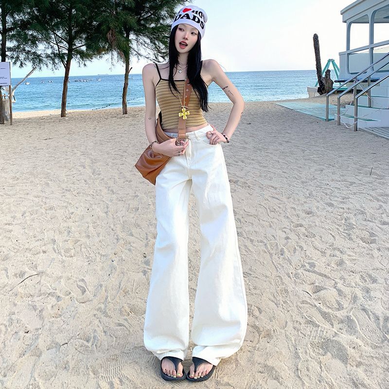 韓版通勤款寬松不貼腿闊腿氣質牛仔褲女2026夏季垂感簡約加長