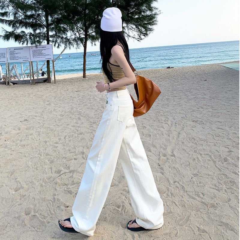 韓版通勤款寬松不貼腿闊腿氣質牛仔褲女2026夏季垂感簡約加長