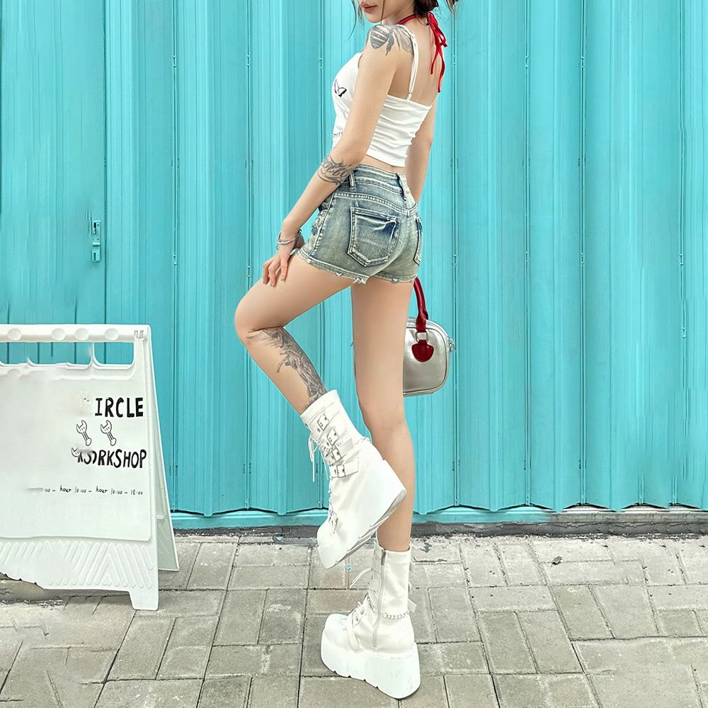 復古柳丁辣妹牛仔短褲女夏季新款低腰超短褲修身顯瘦美式短款熱褲