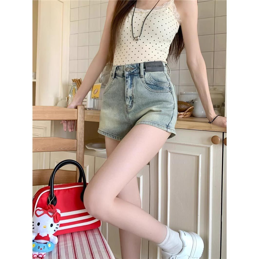 小個子150韓版高腰顯瘦性感熱辣純色簡約牛仔短褲145辣妹熱褲女夏