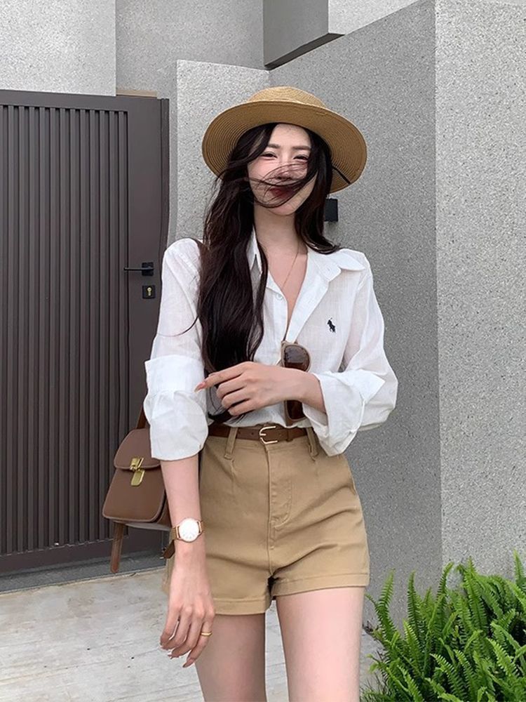 簡約百搭牛仔短褲女2026夏季新款氣質高腰寬松顯瘦牛仔短褲