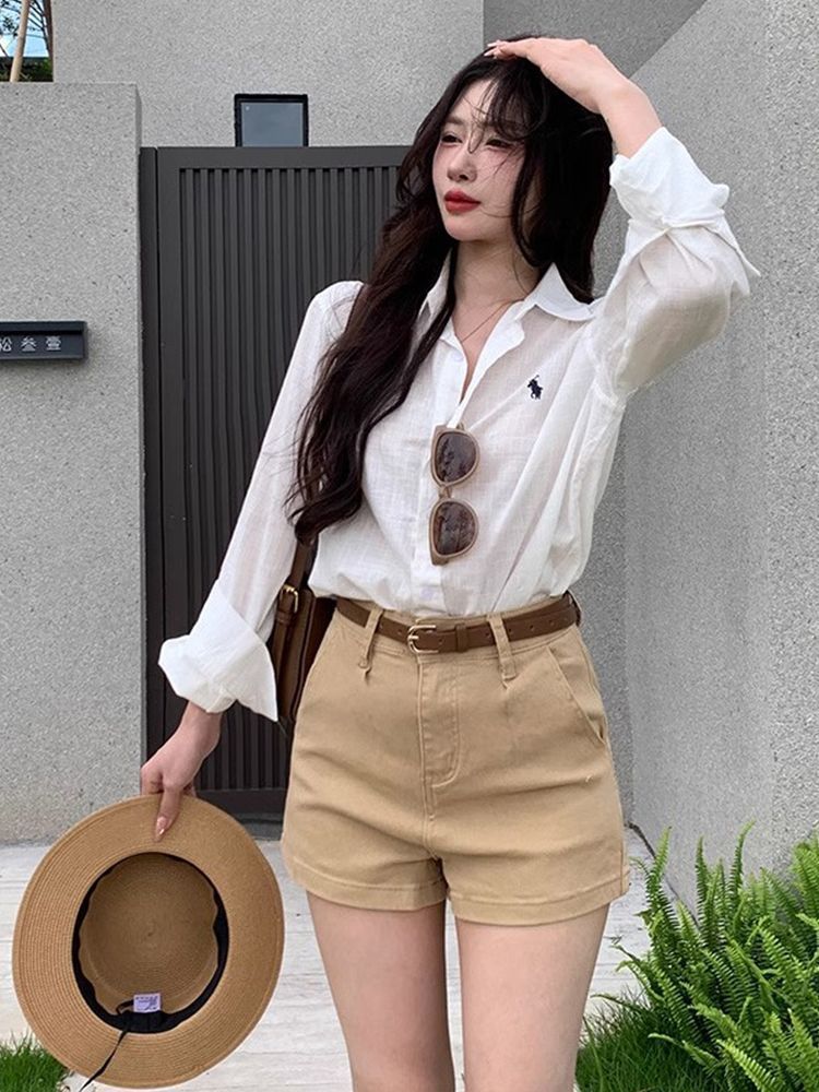簡約百搭牛仔短褲女2026夏季新款氣質高腰寬松顯瘦牛仔短褲