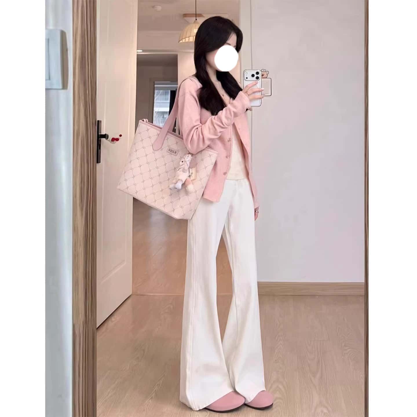 白色不貼腿微喇牛仔褲女2026年春夏季新款寬松休閑闊腿顯瘦拖地褲