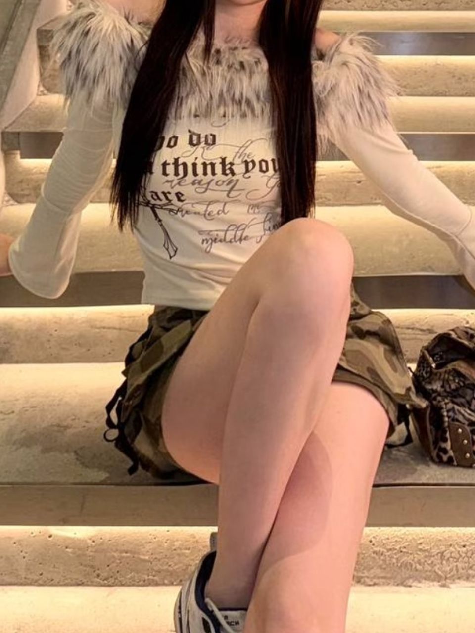 美式復古綁帶迷彩牛仔短裙女新款街頭辣妹低腰修身包臀超短裙褲潮