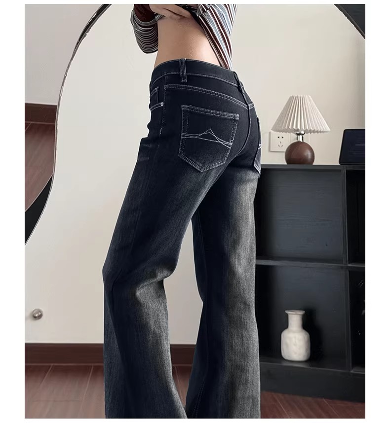 美式復古微喇牛仔褲女春季新款 馬蹄褲子