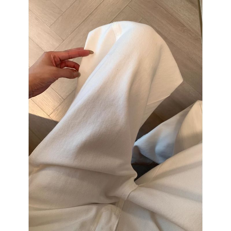白色闊腿牛仔褲女夏季新款百搭小眾設計感高腰顯瘦寬松百搭彎刀褲