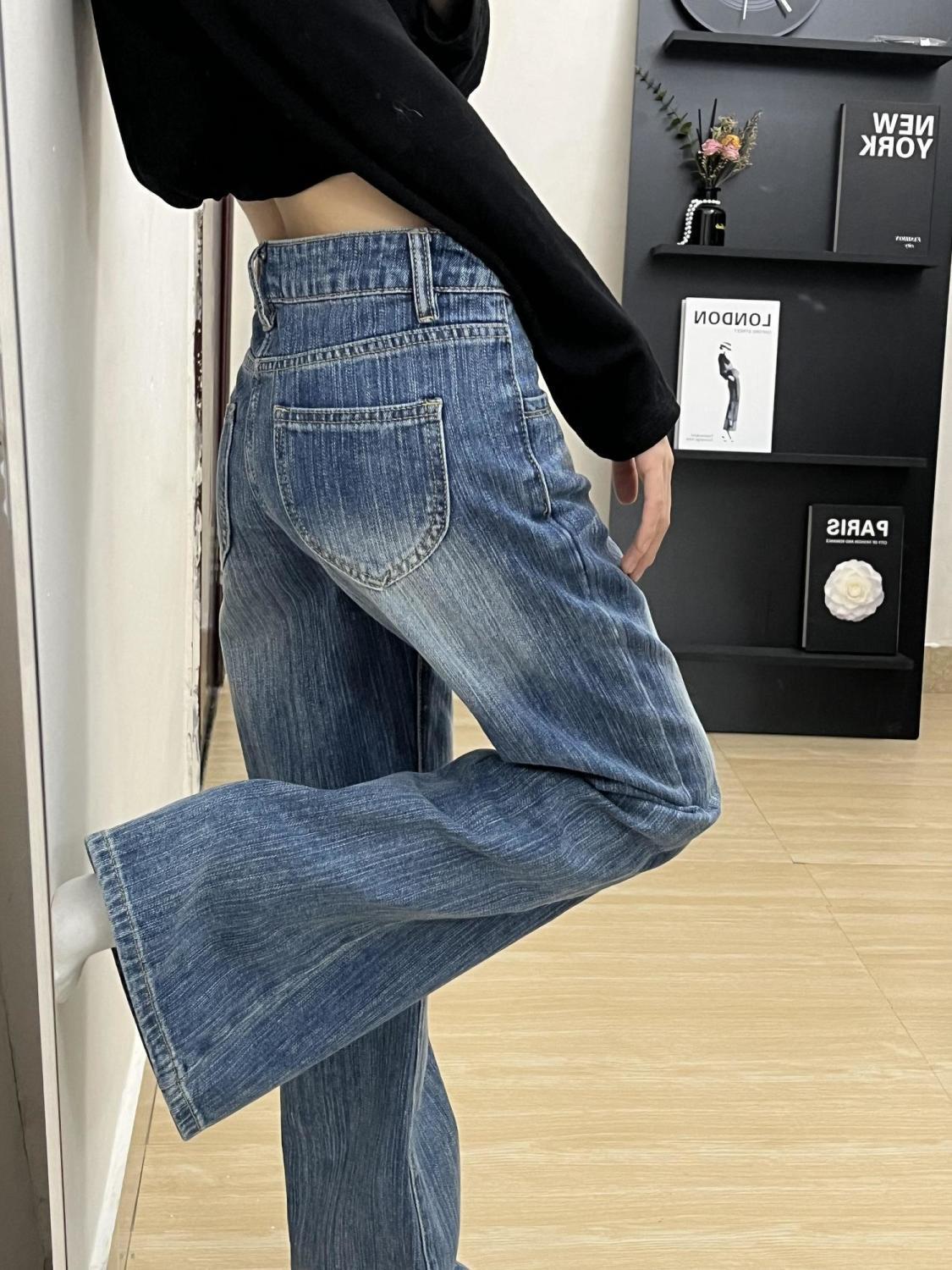 美式辣妹復古微喇牛仔褲2026春夏新款寬松不貼腿垂感百搭喇叭褲子
