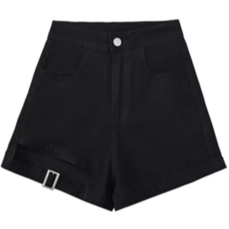 黑色高腰牛仔短褲女夏網紅辣妹彈力a字緊身包臀美式性感外穿熱褲