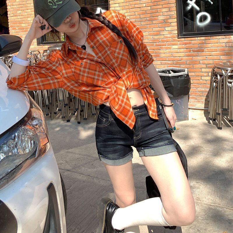 夏季新款深藍色翻邊高腰牛仔超短褲女辣妹百搭修身顯瘦包臀熱褲潮