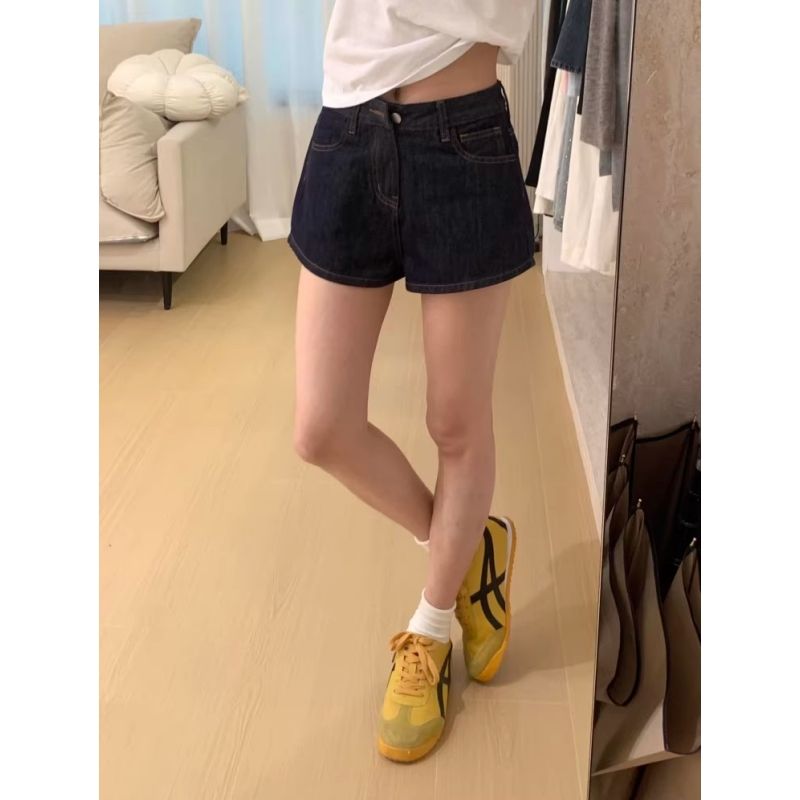 美式復古丹寧藍牛仔短褲女夏季新款高腰寬松顯瘦時尚百搭辣妹熱褲