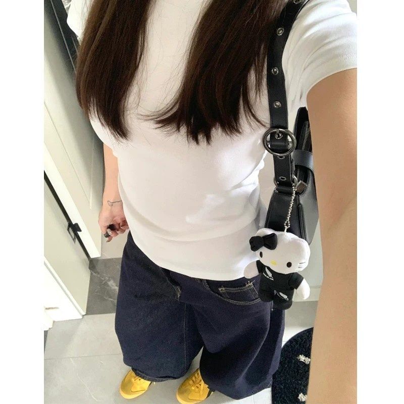 深藍色闊腿牛仔褲女春夏新款美式復古高腰寬松顯瘦垂感拖地直筒褲