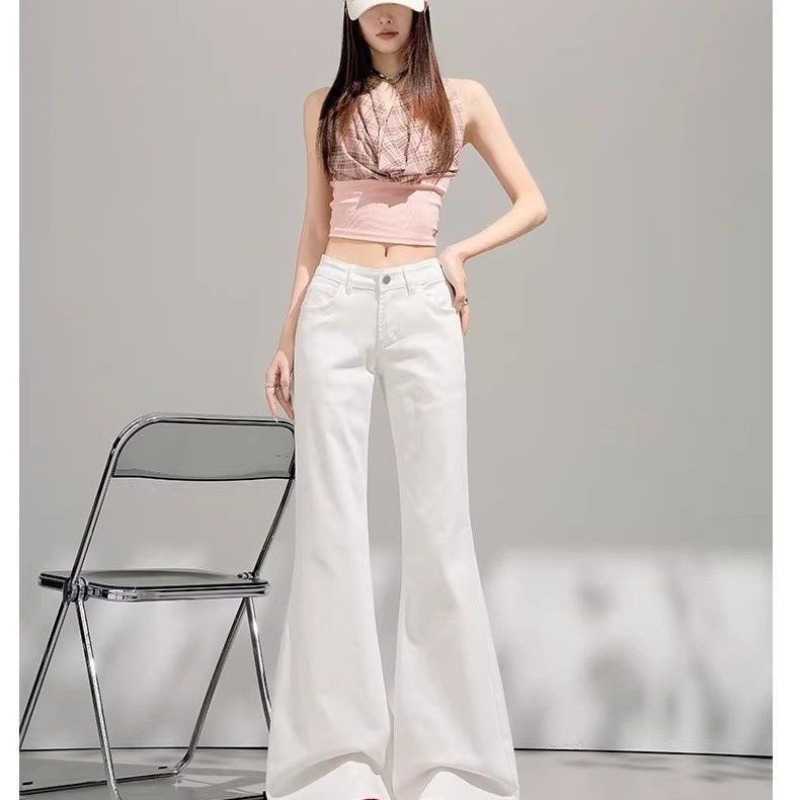 白色不貼腿微喇叭牛仔褲2026新款春夏洋氣辣妹寬松顯瘦美式拖地褲