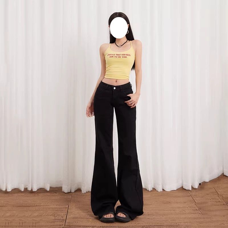 韓系黑色微喇牛仔褲女 2026 春夏新款寬松顯瘦小眾設計感百搭潮褲