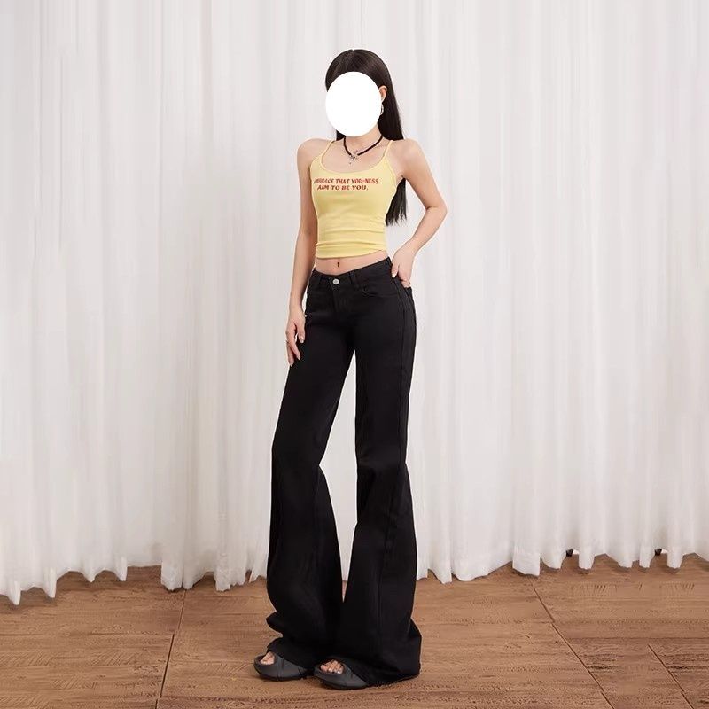 韓系黑色微喇牛仔褲女 2026 春夏新款寬松顯瘦小眾設計感百搭潮褲