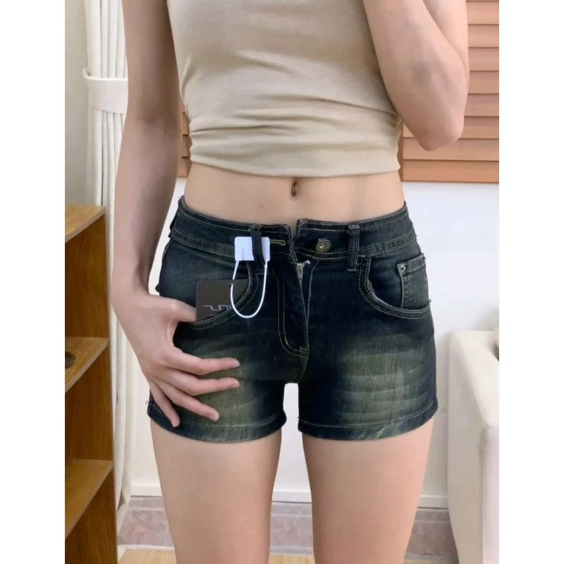 美式復古做舊辣妹牛仔短褲女2026新款低腰夏季直筒顯瘦百搭熱褲子