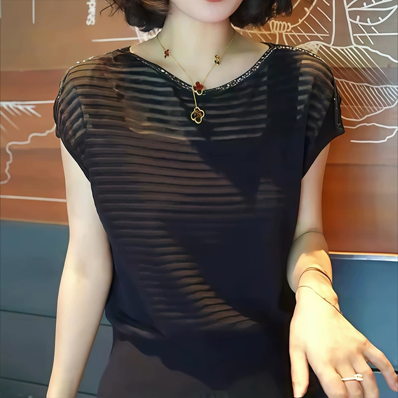法式薄款針織短袖T恤2026夏季新款小眾別致圓領收腰顯瘦氣質上衣