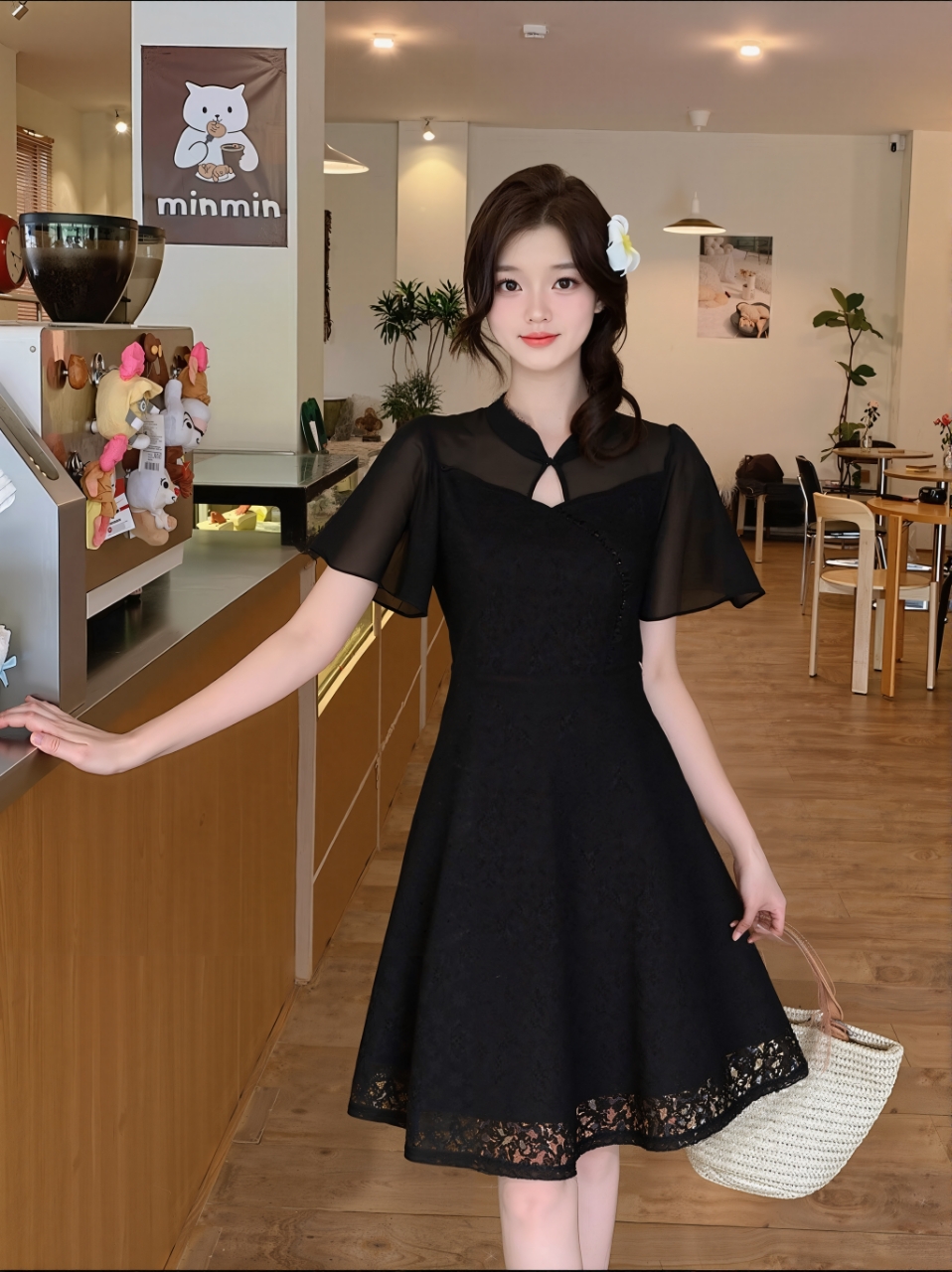 MY8332# 夏季新款时尚优雅显瘦气质胖MM大码蕾丝改良旗袍连衣裙女裝貨源服裝批發