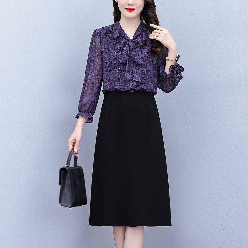 MY13806# 女裝貨源新款时尚小香风上衣拼接裙大码女装显瘦连衣裙女裝貨源服裝批發服裝批發