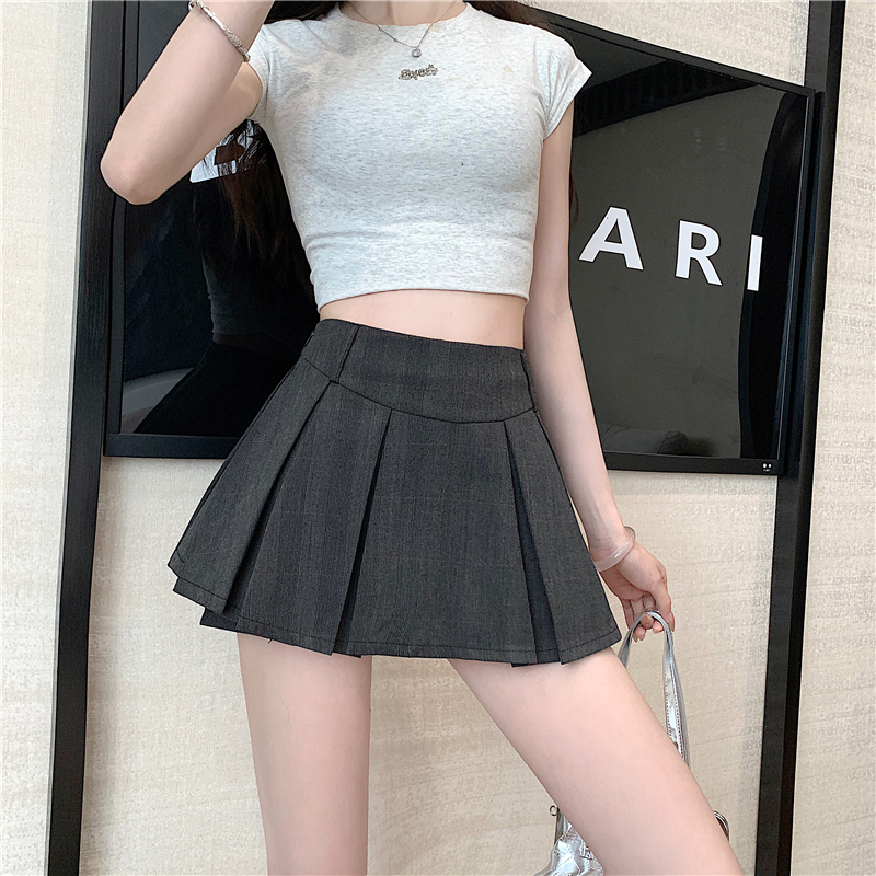 實拍實價 辣妹西裝女春夏款學院風jk高腰a字百褶裙褲裙防走光短裙